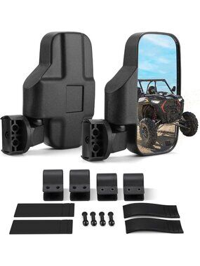 Universal UTV Side Mirrors for 1.6-2" Roll Cages, Shatterproof Glass, Fits Most